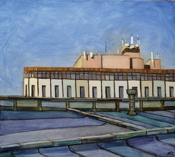 Office building roof. oil on canvas, 90x80 cm., 2012.