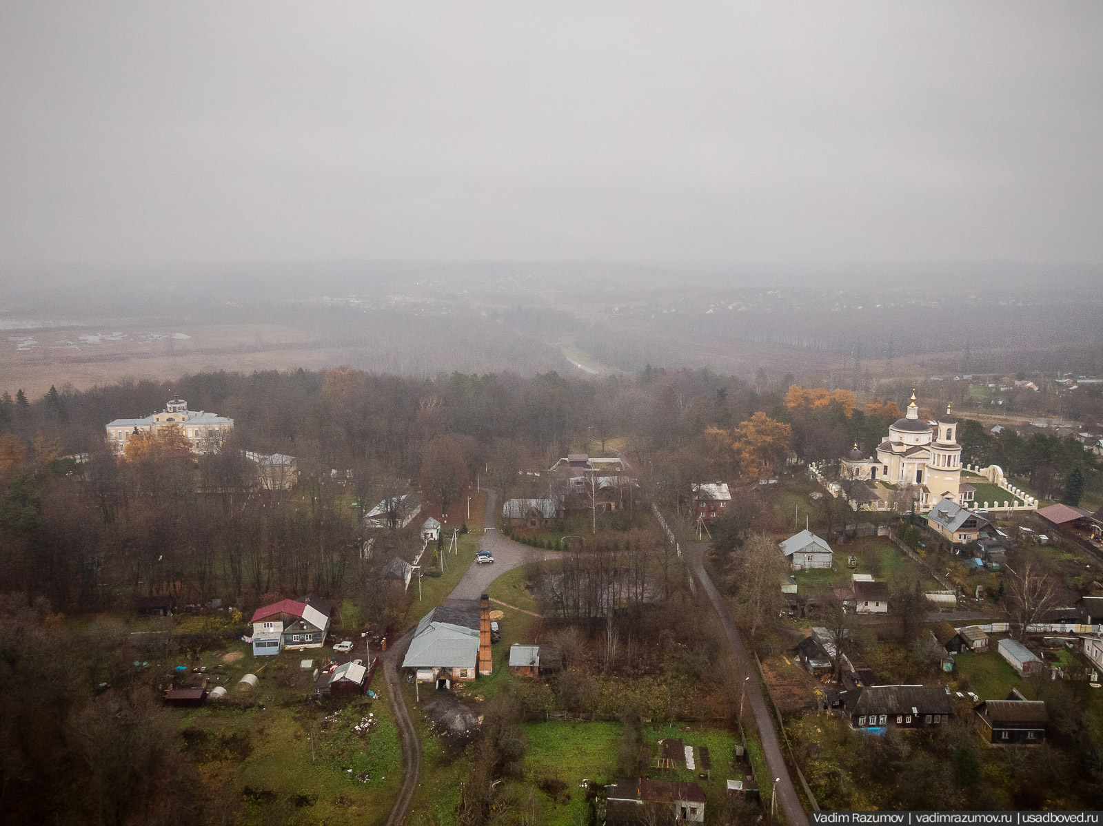 усадьба Никольское-Гагарино с дрона, Рузский район, Московская область