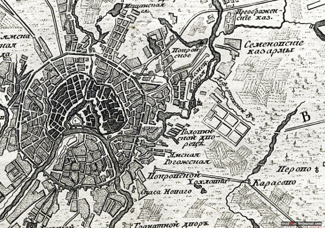 карта, Немецкая слобода, Басманный район, Москва, Яуза, усадьба Разумовского на Гороховом поле (г. Москва, ул. Казакова, д.18)
