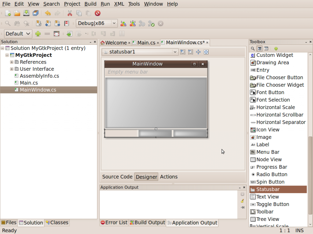 Insert Menu and Status Bar