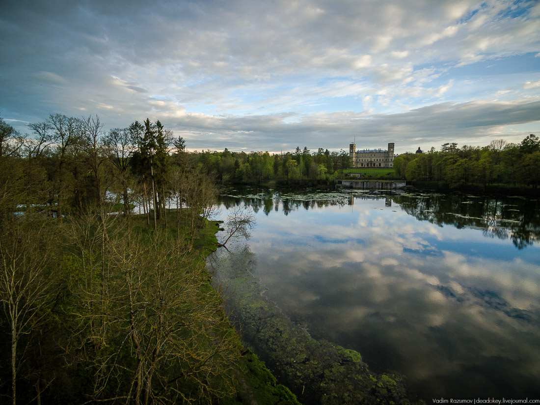 Гатчинский дворец, Гатчина, с дрона и квадрокоптера