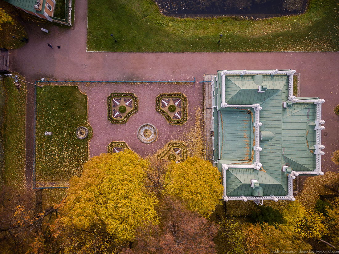 Усадьба Кусково осенью, с квадрокоптера, г. Москва