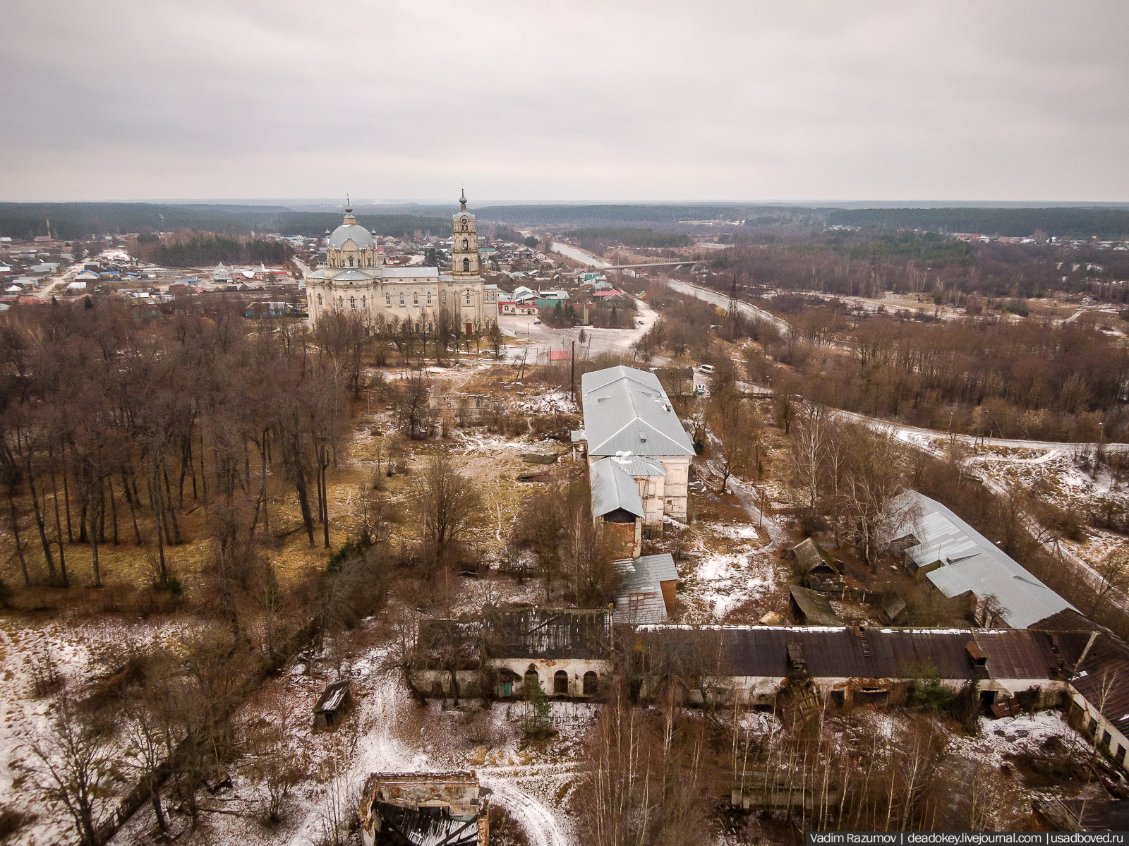 Усадьба Гусь-Железный с дрона, Рязанская область, Касимовский район