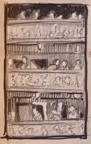 Interlude. The Sketch. paper, pencil, marker, whitenings.