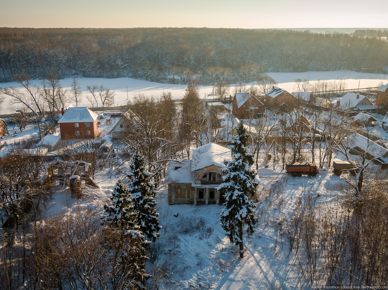 усадьба Ляхово с дрона, 2019 год зима