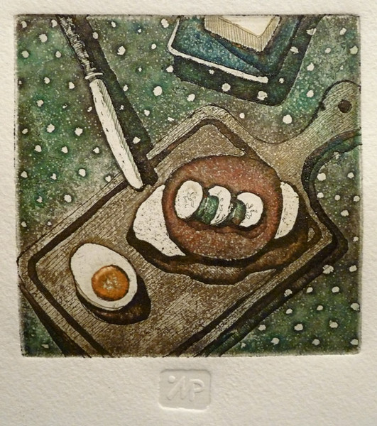 Still life with Sandwich. etching., 13х13 cm., 2011 г.
