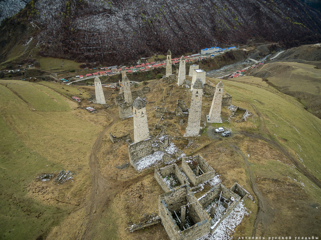 башенный комплекс Эрзи, Ингушетия, Джейрахский район, фотографии с дрона