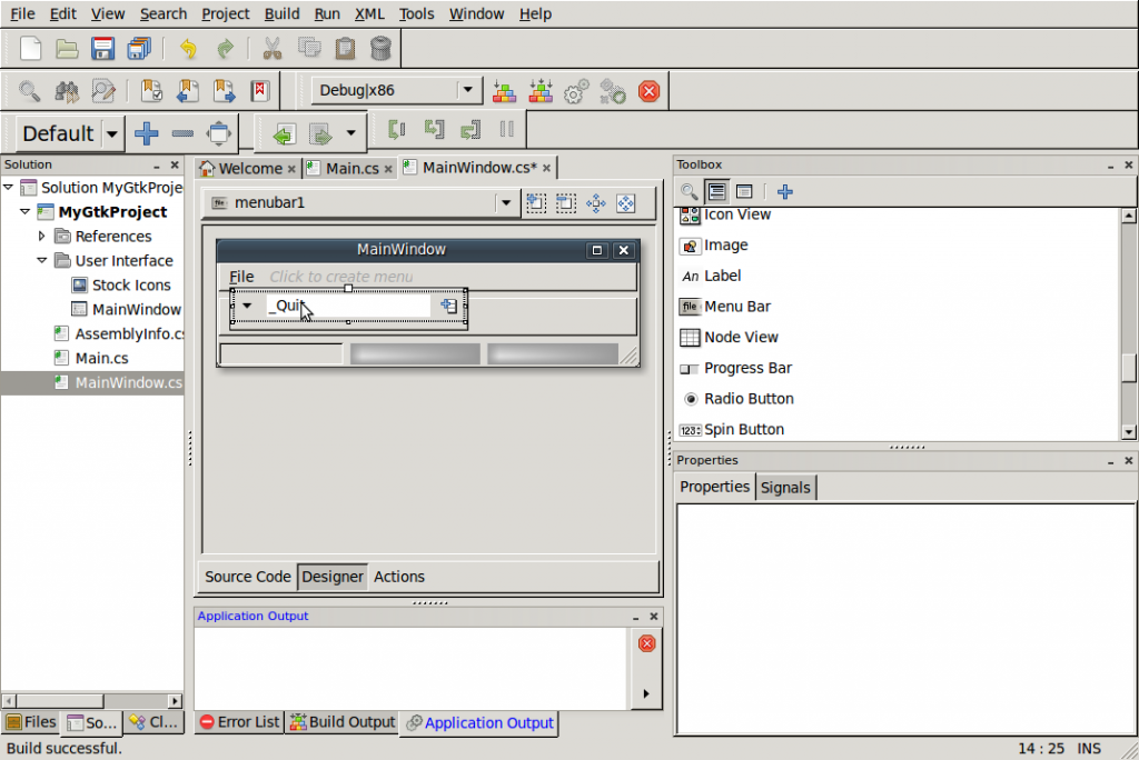 Create File->Quit Menu Item