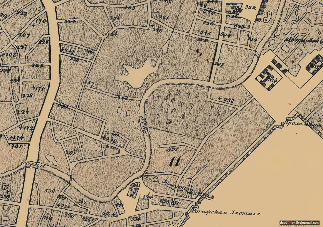 карта, Немецкая слобода, Басманный район, Москва, Яуза, усадьба Разумовского на Гороховом поле (г. Москва, ул. Казакова, д.18)