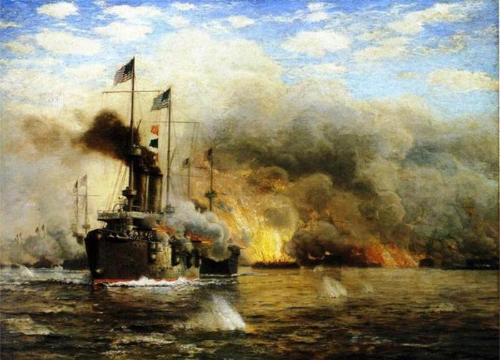 Тайлер Джеймс Гейл (1855-1931).  Битва Сантьяго-де-Куба, 3 июля 1898. Частная коллекция (700x504, 60Kb)