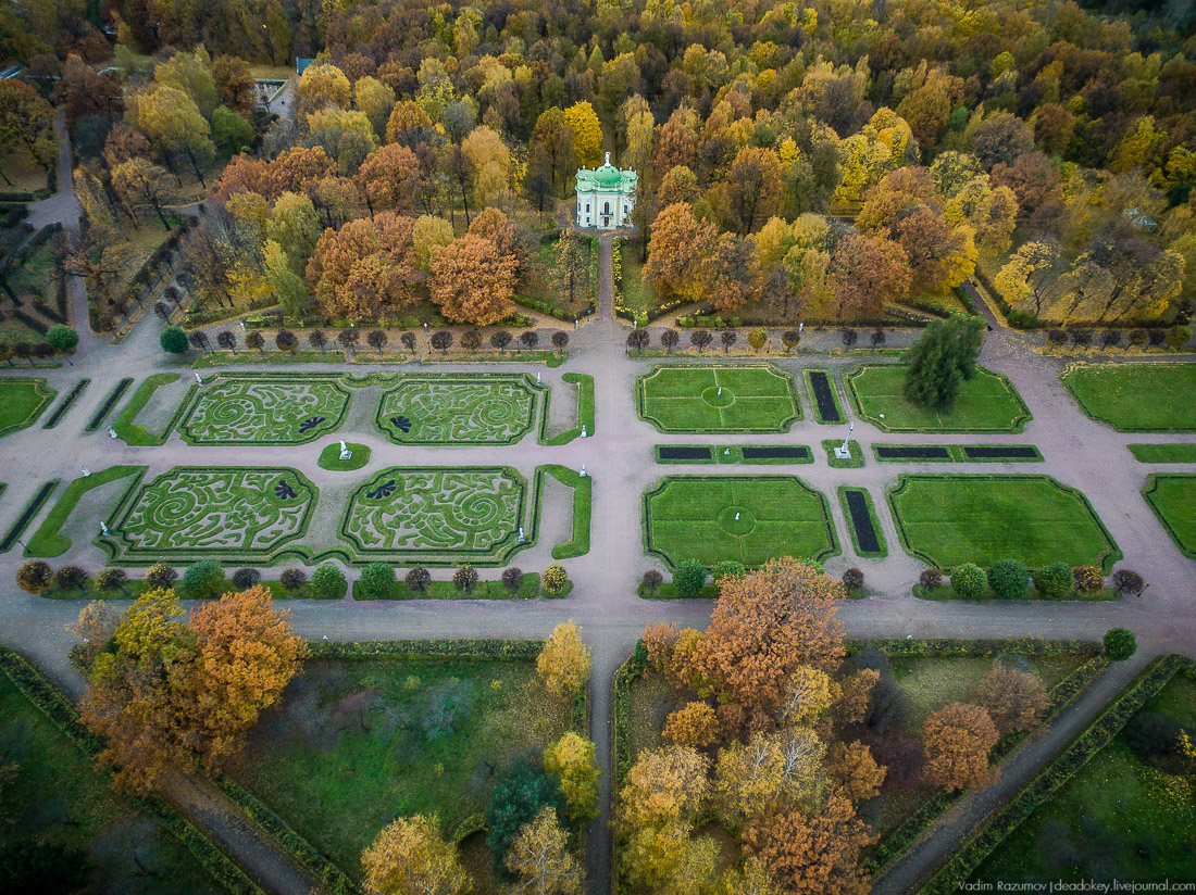 Усадьба Кусково осенью, с квадрокоптера, г. Москва