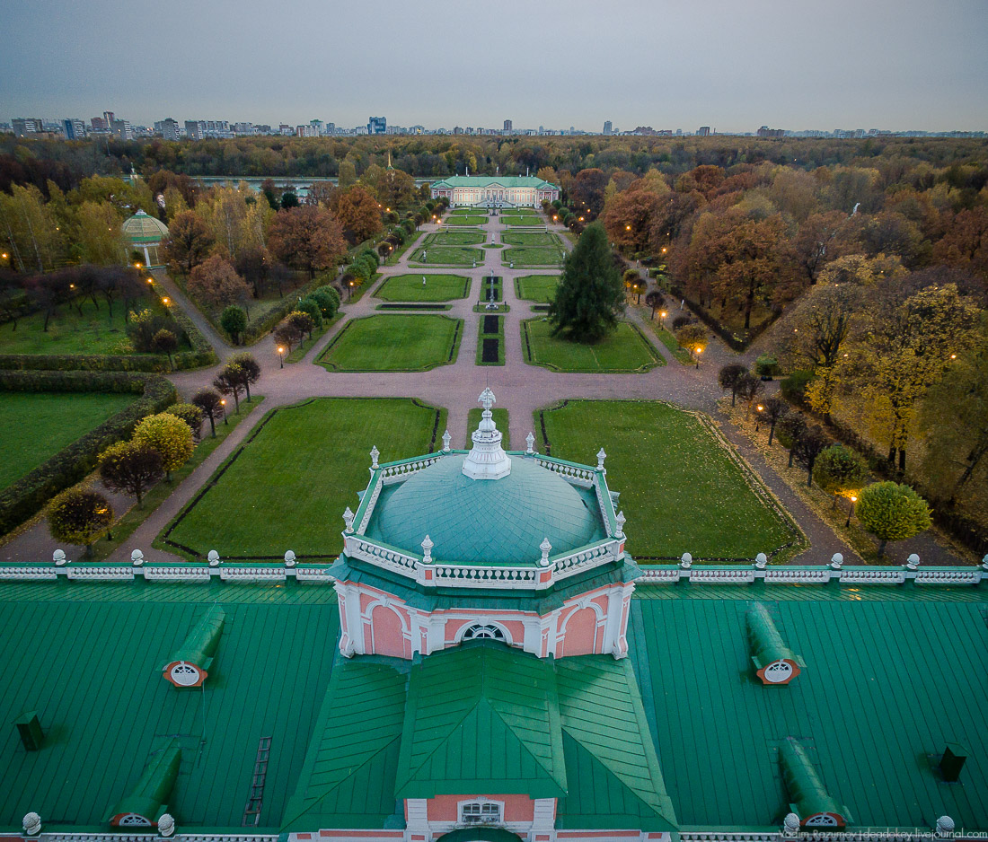 Усадьба Кусково осенью, с квадрокоптера, г. Москва