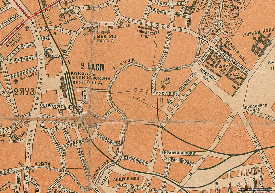 карта, Немецкая слобода, Басманный район, Москва, Яуза, усадьба Разумовского на Гороховом поле (г. Москва, ул. Казакова, д.18)