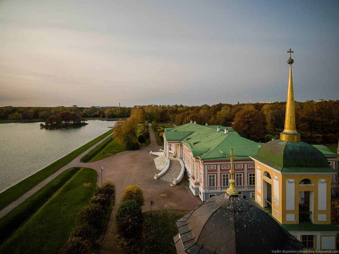 Усадьба Кусково осенью, с квадрокоптера, г. Москва