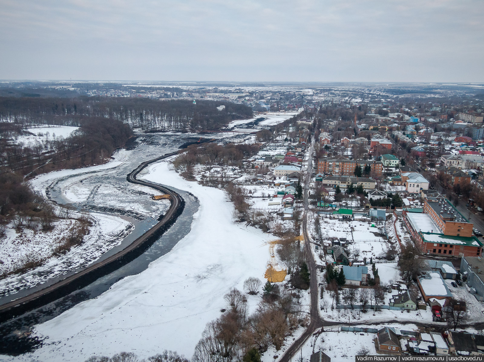 Богородицк, реконструкция плотин прудов февраль 2020 года