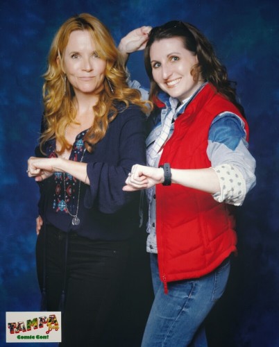 Lea Thompson (aka Lorraine Baines McFly from Back to the Future) with me in my female Marty McFly cosplay at Tampa Bay Comic Con, August 1, 2015.