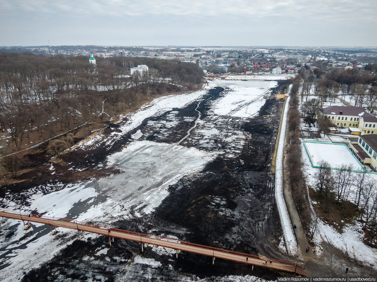 Богородицк, реконструкция плотин прудов февраль 2020 года