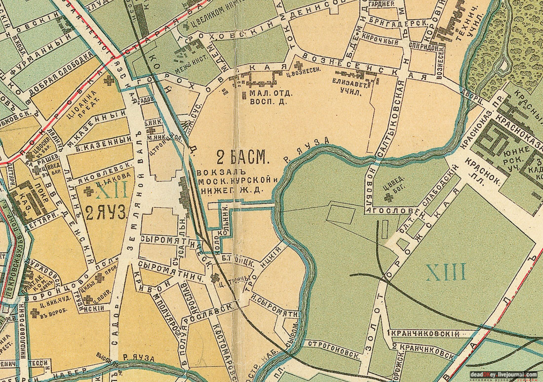 карта, Немецкая слобода, Басманный район, Москва, Яуза, усадьба Разумовского на Гороховом поле (г. Москва, ул. Казакова, д.18)