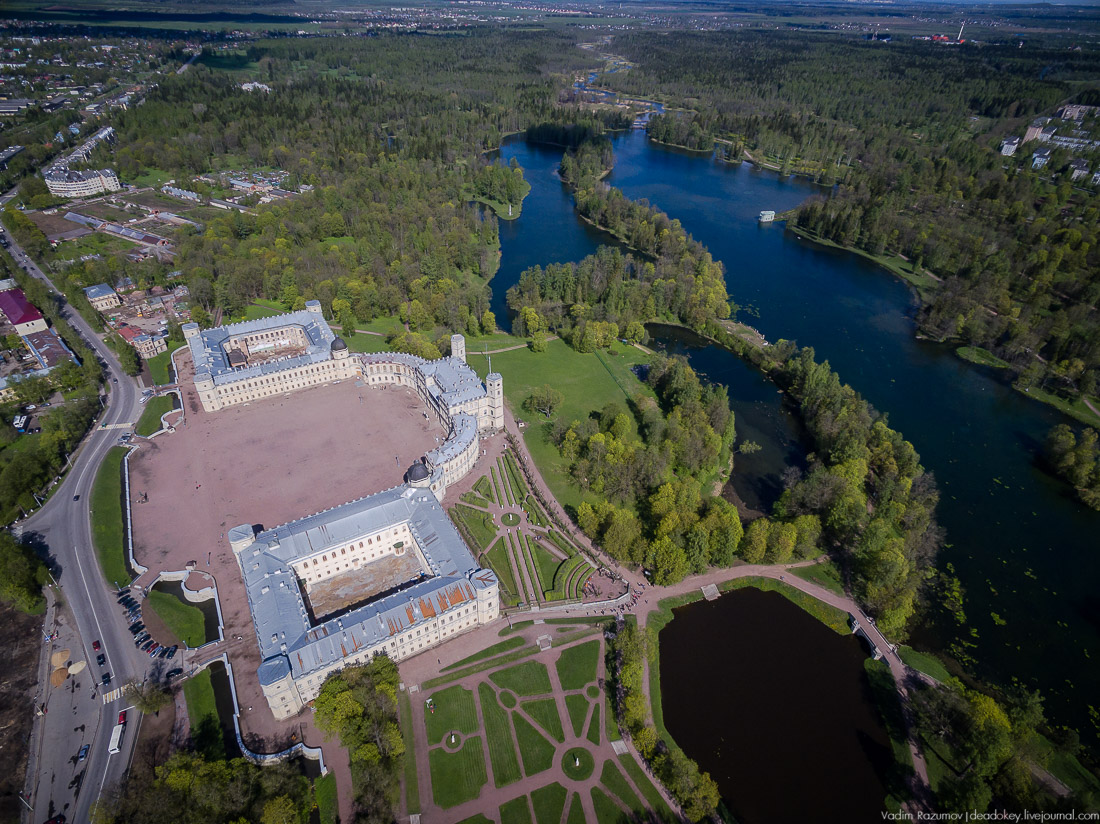 Гатчинский дворец, Гатчина, с дрона и квадрокоптера