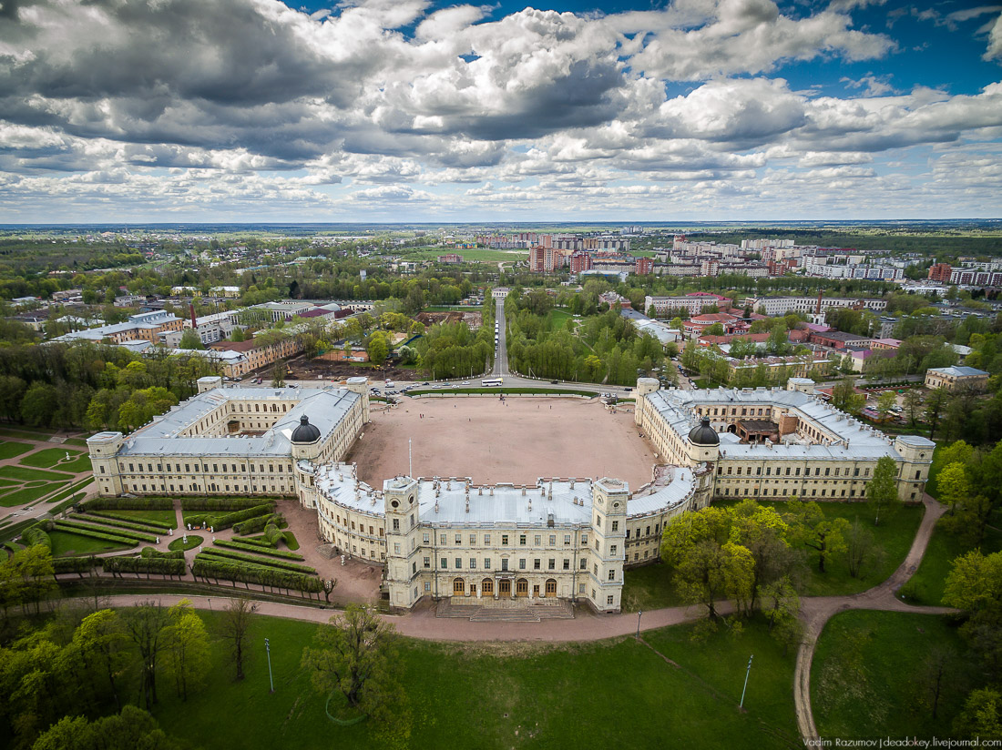 Гатчинский дворец, Гатчина, с дрона и квадрокоптера