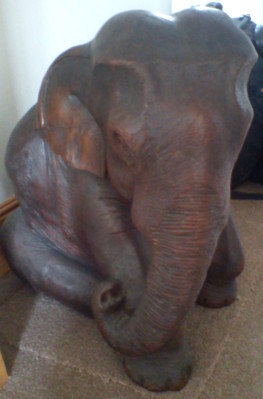 Carved wooden elephant, a good two feet high
