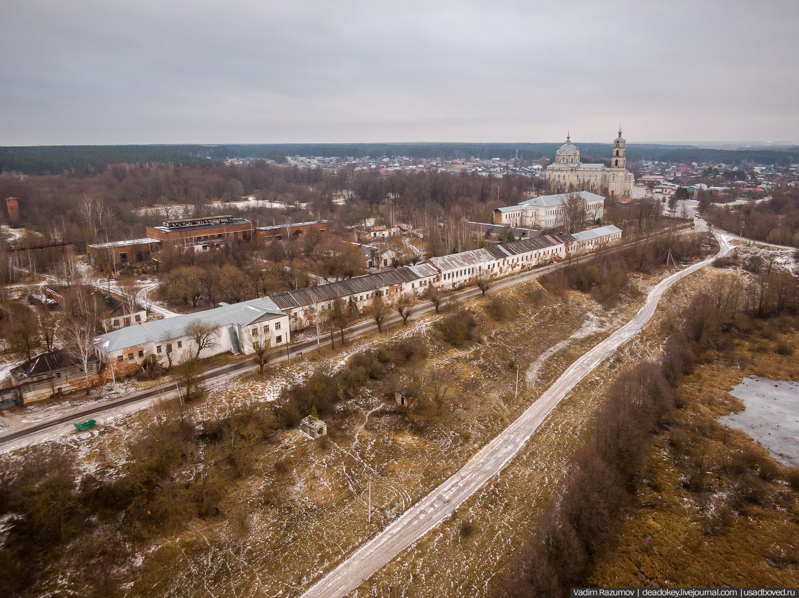 Усадьба Гусь-Железный с дрона, Рязанская область, Касимовский район