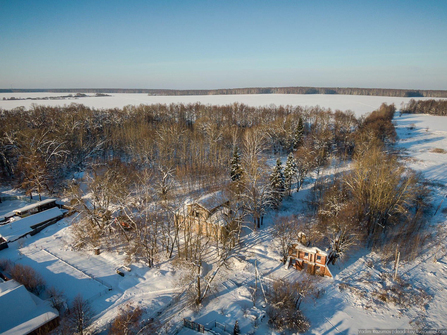 усадьба Ляхово с дрона, 2019 год зима