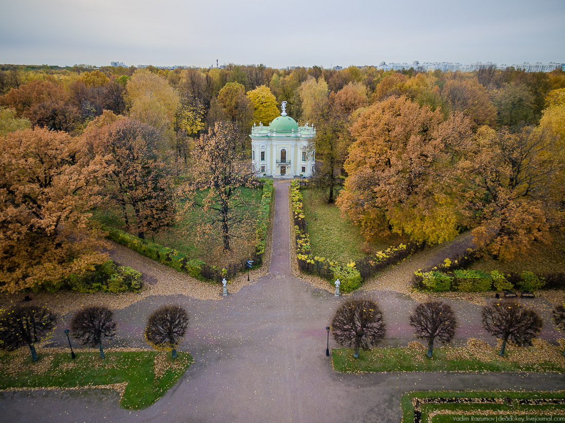 Усадьба Кусково осенью, с квадрокоптера, г. Москва