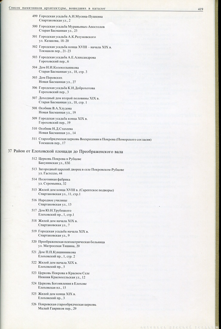 Памятники архитектуры Москвы. Территория между Садовым кольцом и границами города XVIII века (от Земляного до Камер-Коллежского вала).