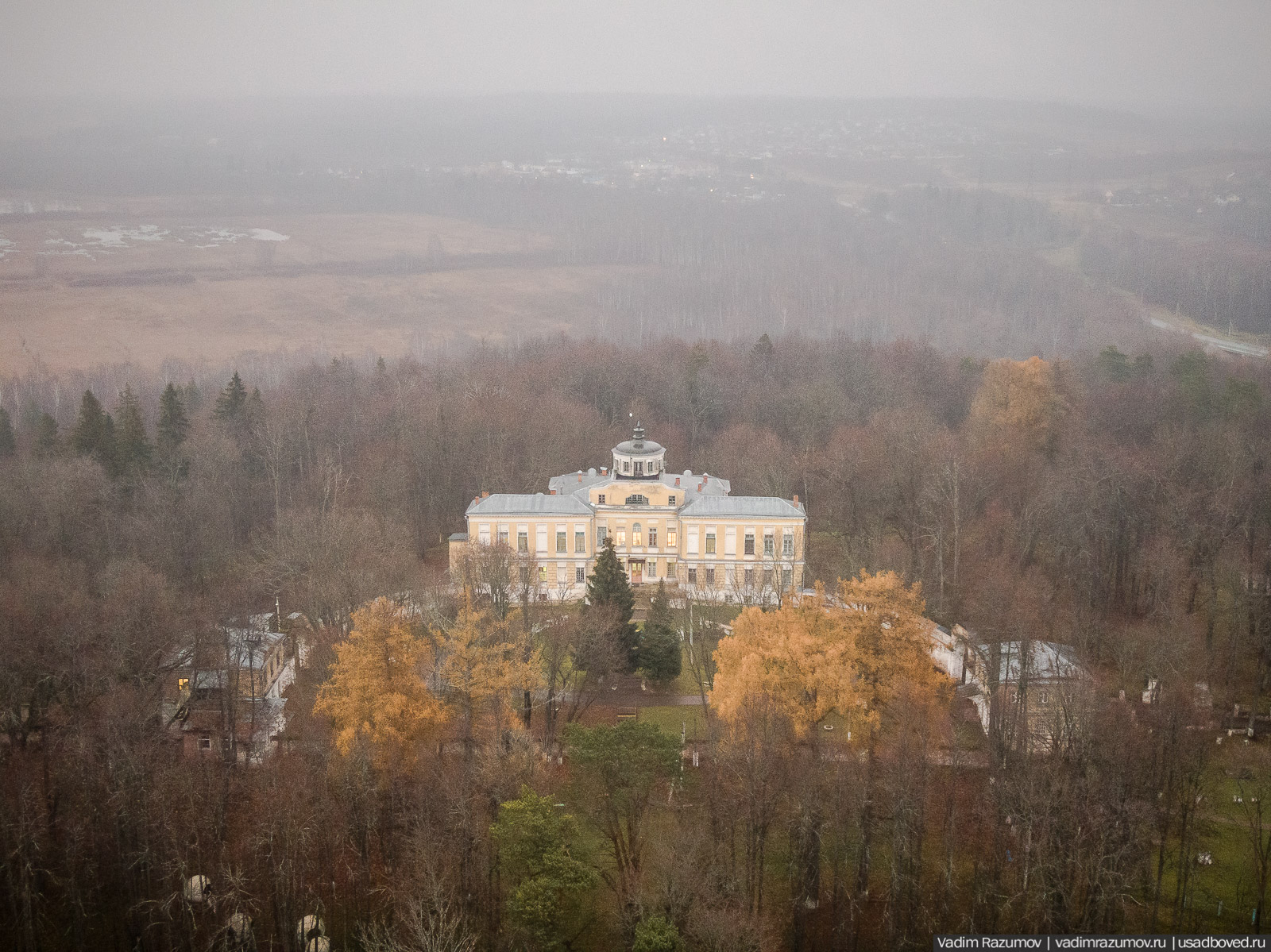 усадьба Никольское-Гагарино с дрона, Рузский район, Московская область