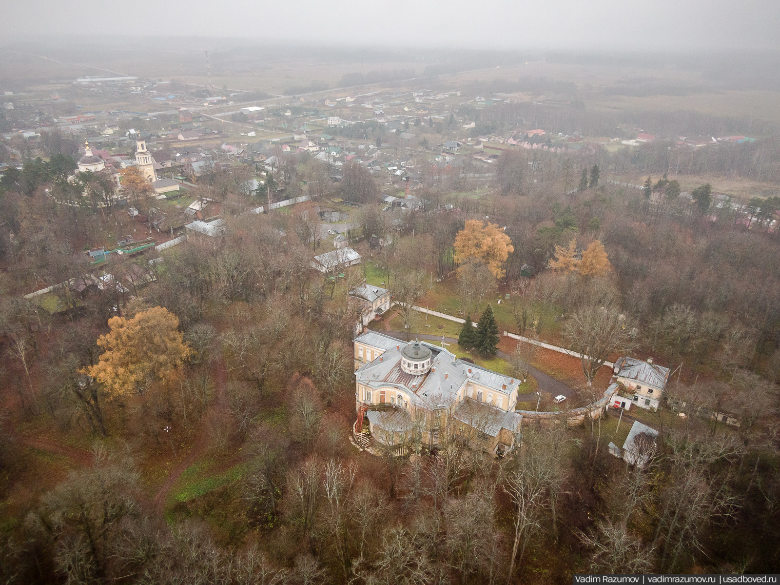 усадьба Никольское-Гагарино с дрона, Рузский район, Московская область