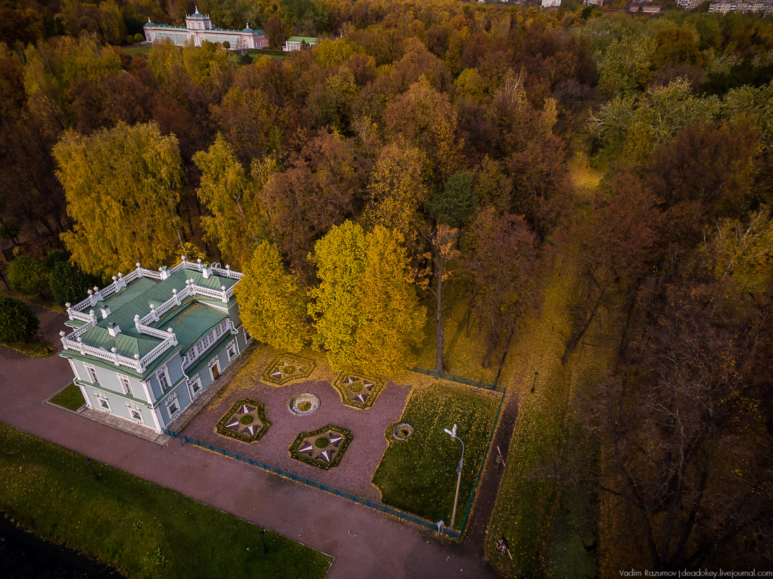 Усадьба Кусково осенью, с квадрокоптера, г. Москва
