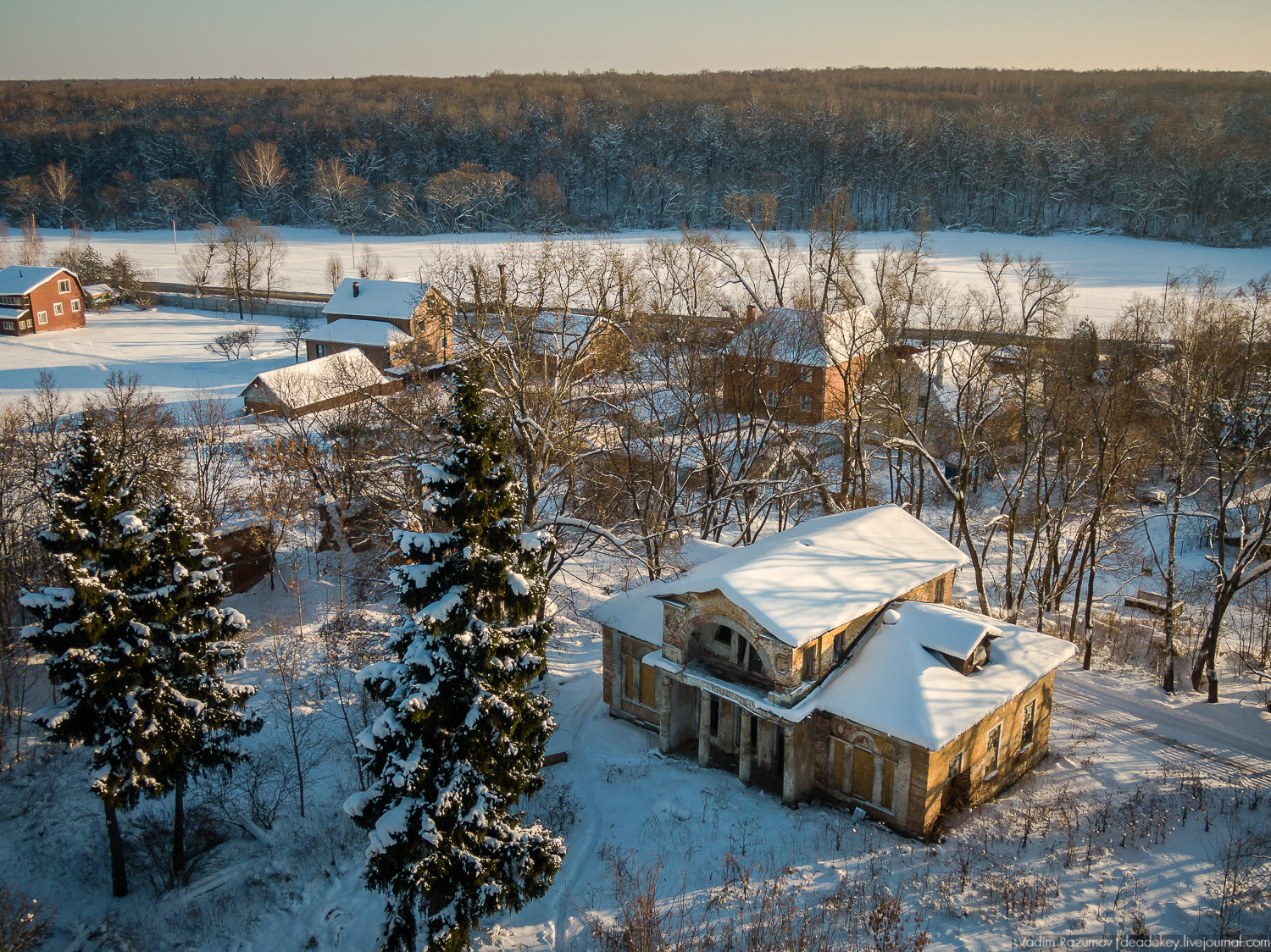 усадьба Ляхово с дрона, 2019 год зима