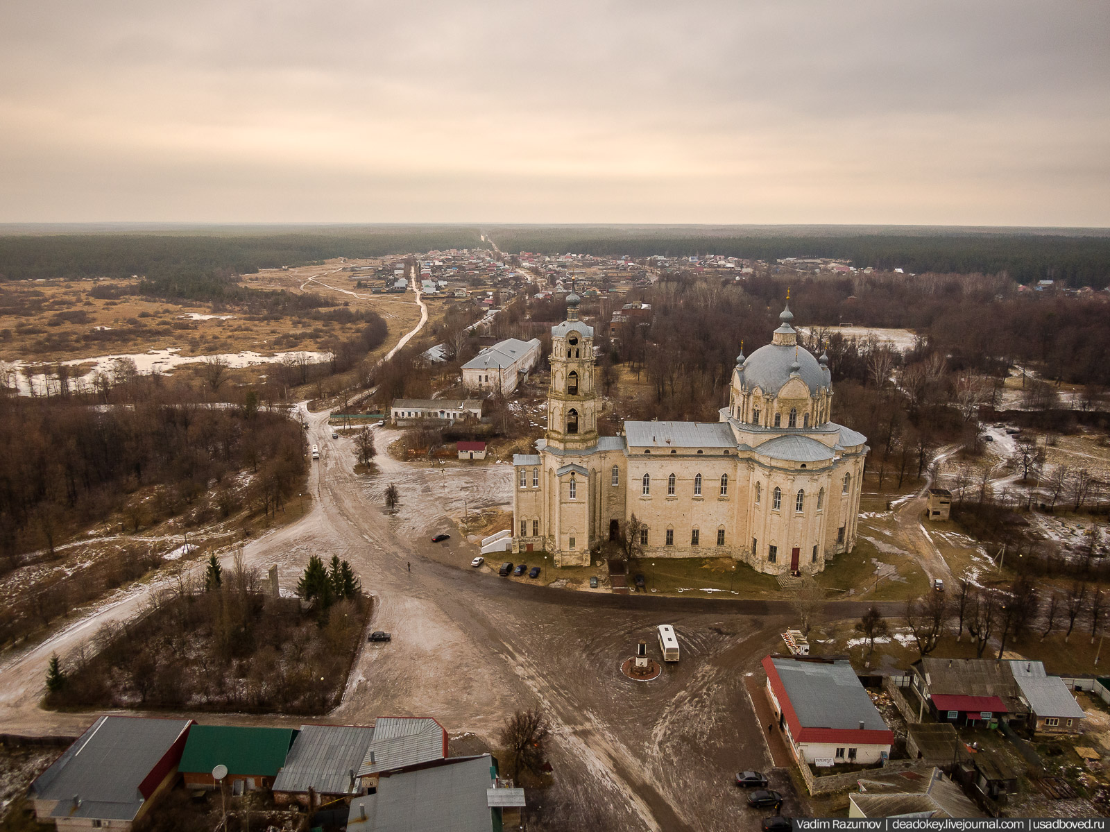 Усадьба Гусь-Железный с дрона, Рязанская область, Касимовский район