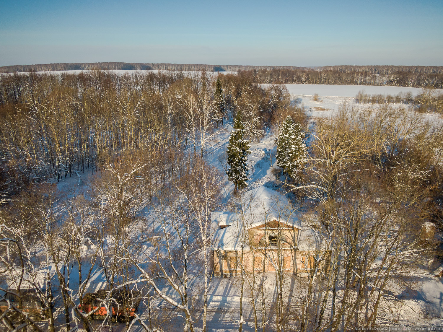 усадьба Ляхово с дрона, 2019 год зима
